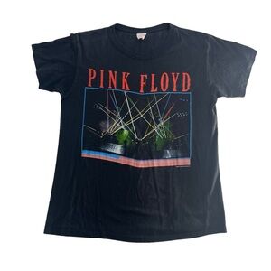 Vintage 80s Pink Floyd Shirt Mens XL Black 1987 Tour Band Concert Rare 2‎ Sided